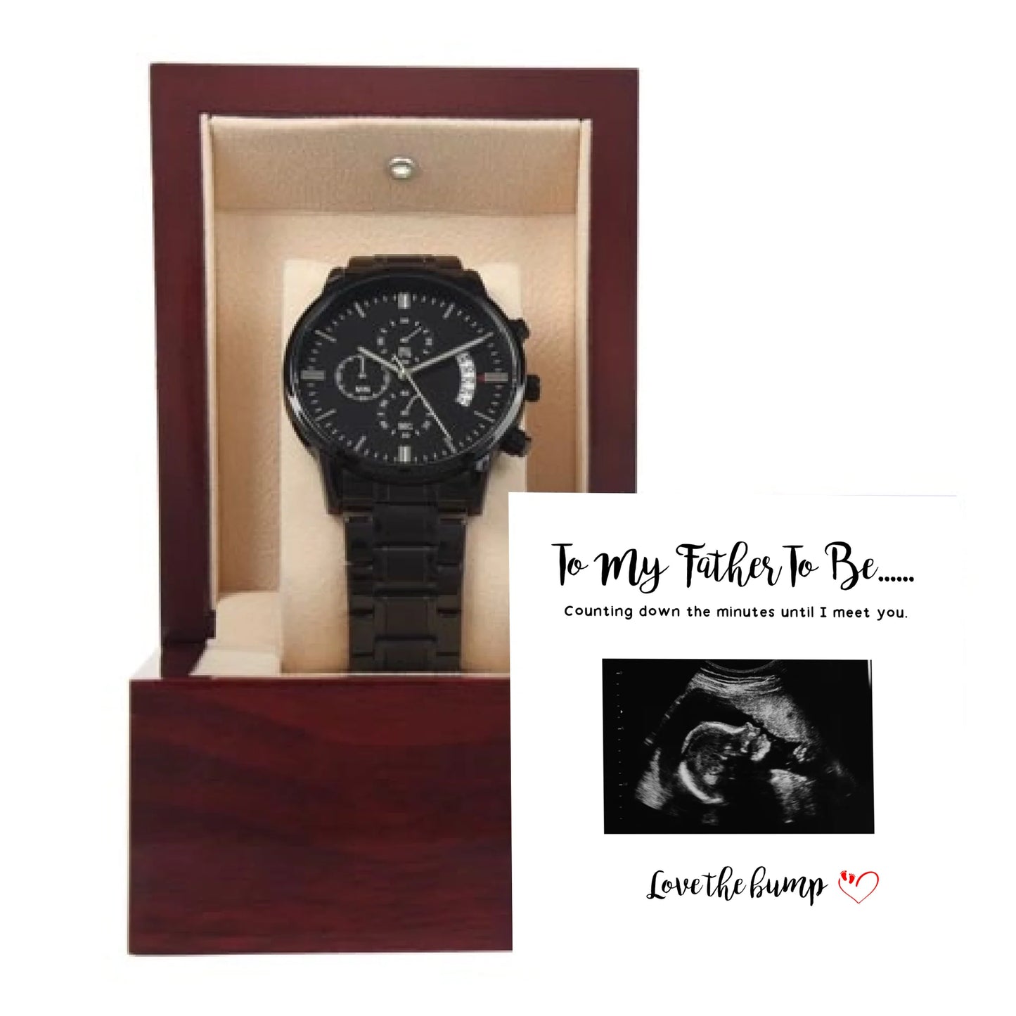 To My Father To Be - Black Chronograph Watch + MC (No Engraving)