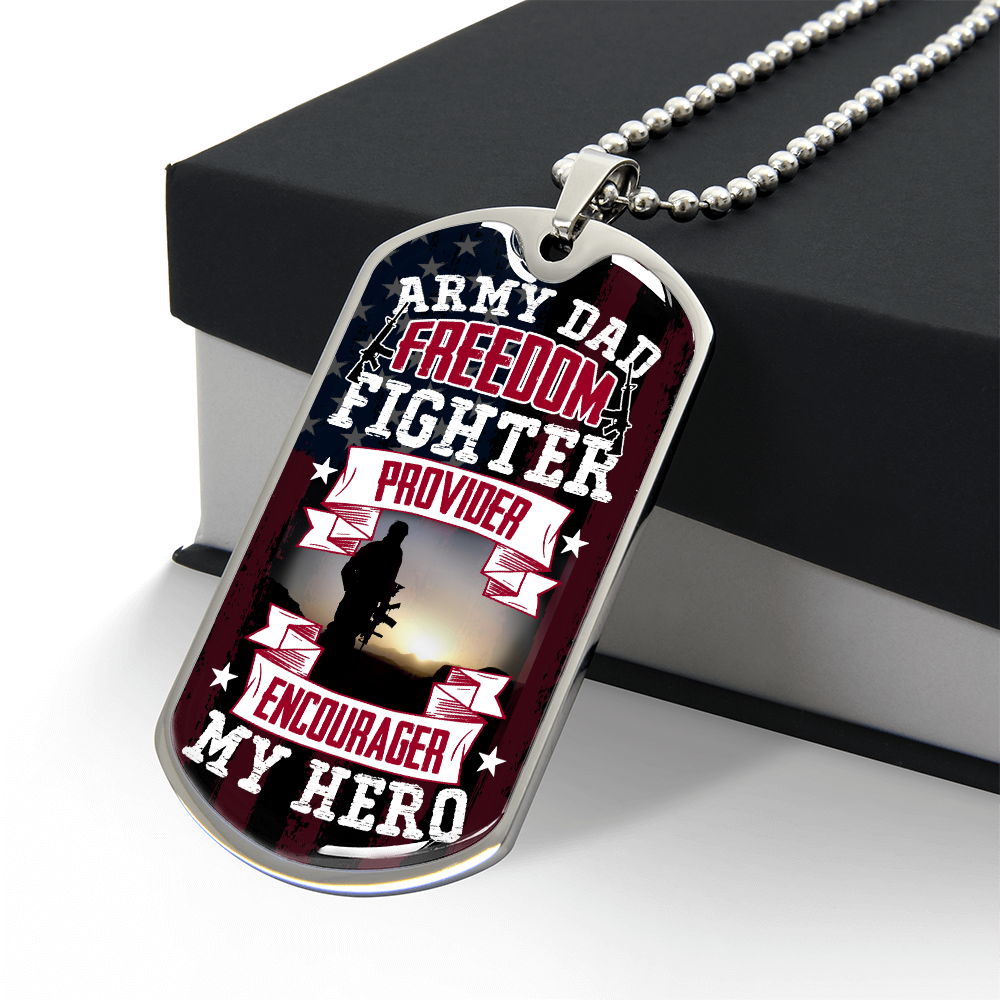 To My Dad - Army Dad Luxury Graphic Dog Tag Necklace