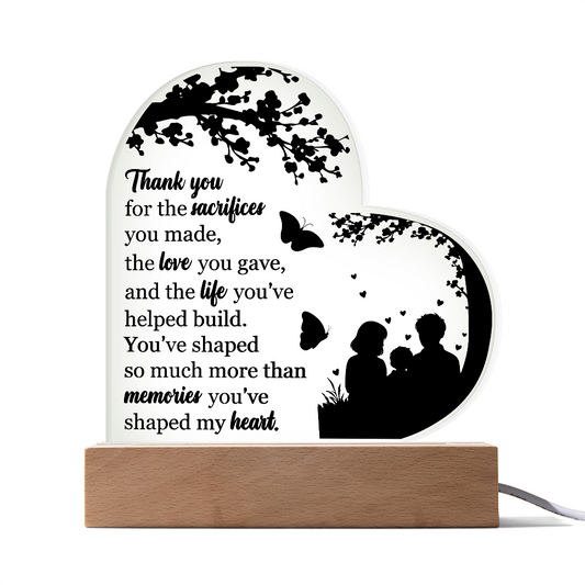 Thank You Heart - Acrylic Heart Plaque