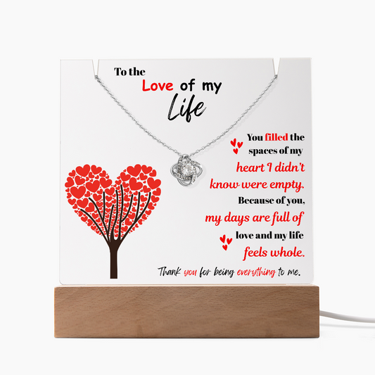 To the Love of my Life - Love Knot Necklace Acrylic combo