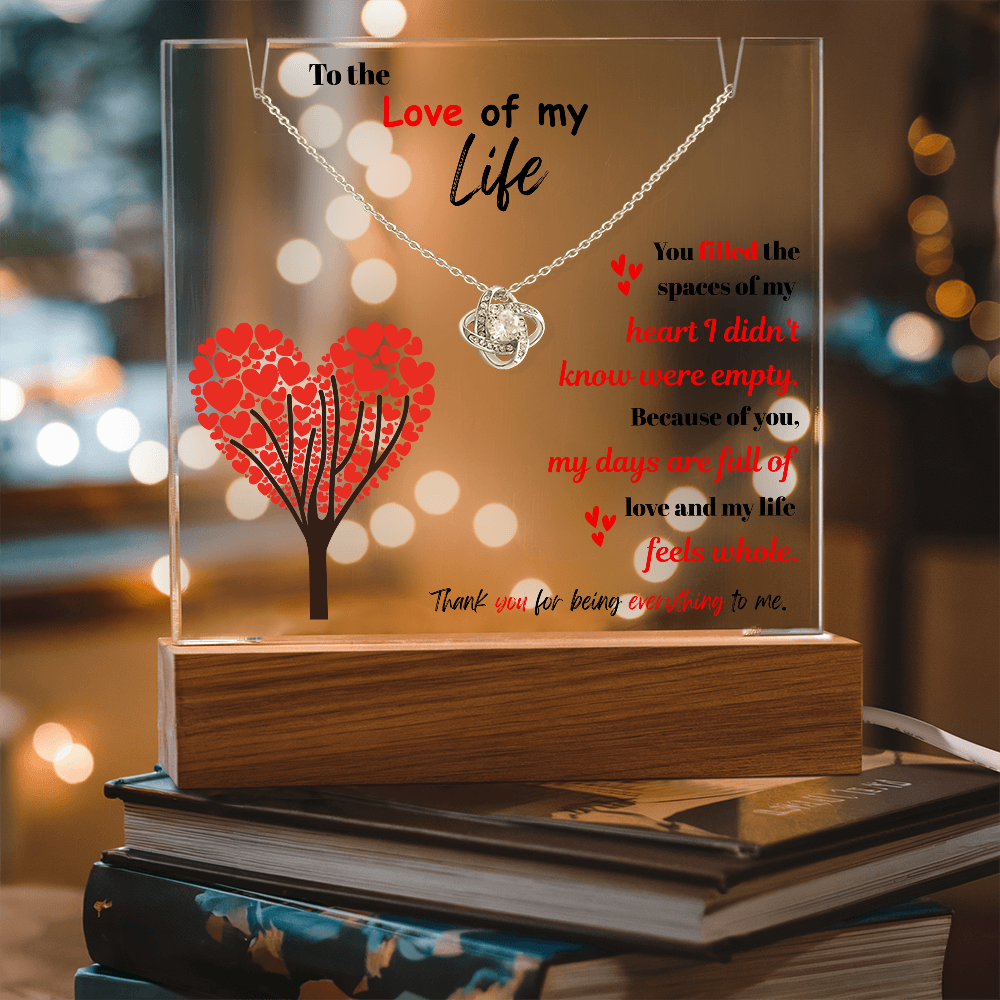To the Love of my Life - Love Knot Necklace Acrylic combo