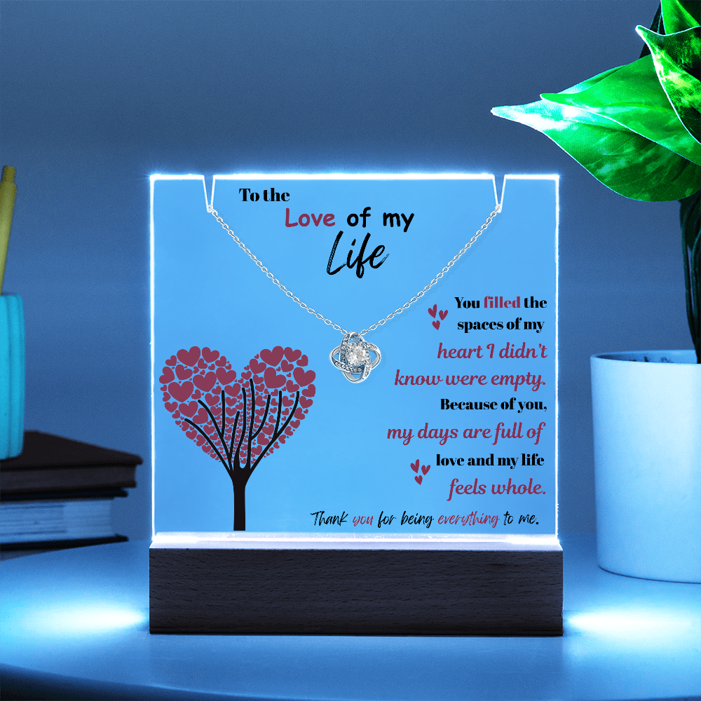 To the Love of my Life - Love Knot Necklace Acrylic combo