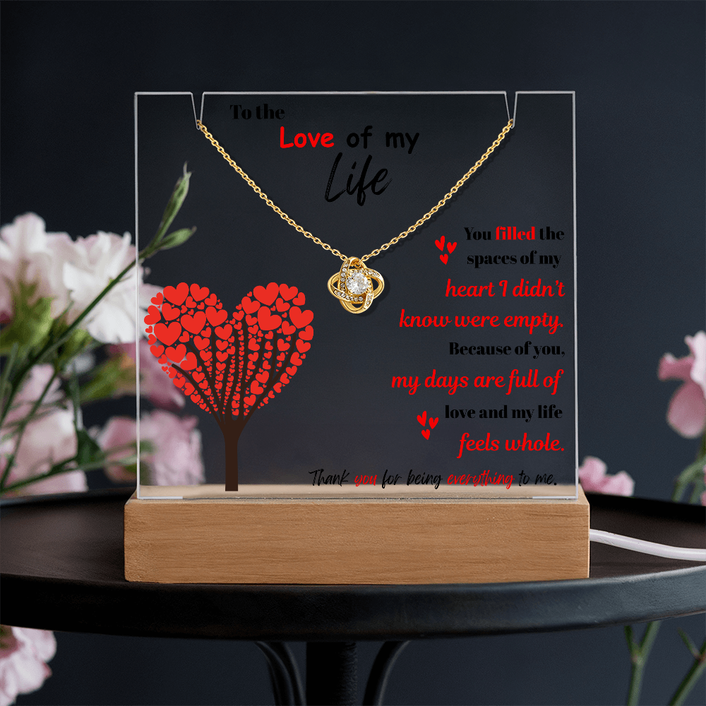 To the Love of my Life - Love Knot Necklace Acrylic combo