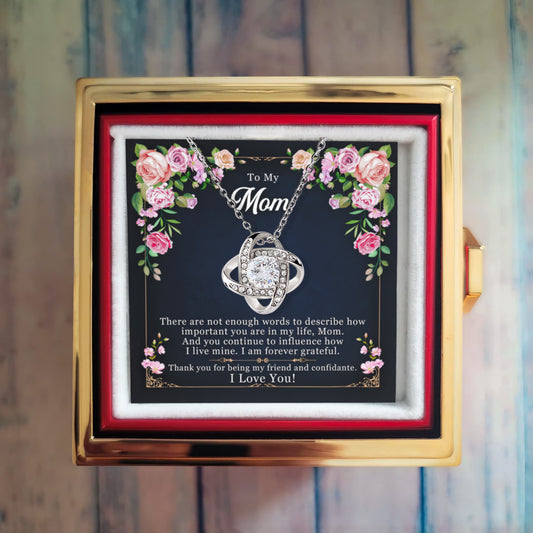 Mother Love Knot Necklace in Rotating Rose Gift Box
