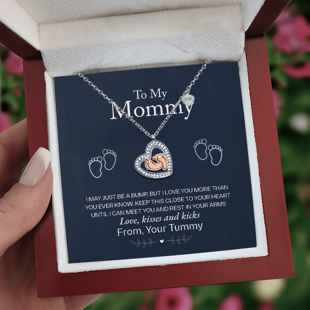 Baby Feet Heart Necklace